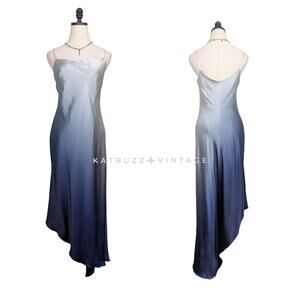 Vintage Lillie Rubin Silk Dress Midi Maxi Gown 8 Blue Y2K Fairy Grunge 90s Ombre